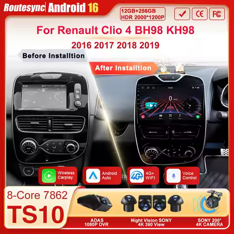 Autoradio Car Radio Android 16 For Renault Clio 4 BH98 KH98 2016 - 2019 Carplay Auto Screen GPS Navi