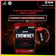 Evolene Whey Protein Chocolate 1750gr/50 Sachet Free Shaker - Muscle Building Fitness Supplement - Calorie Deficit - Protein Milk - Fitness Supplement - Protein Drink - BPOM Workout Supplement HALAL BEST Supplement