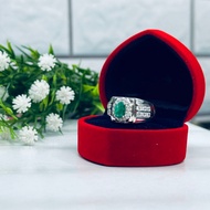 Cincin Perak 925 Asli + Batu Zamrud Asli (100% Original) - Cincin Kahwin, Tunang, Hadiah