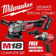 Milwaukee M18 FUEL 100mm Angle Grinder Complete Set + Milwaukee M18FDD Bare Tool