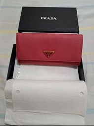 PRADA 粉紅色牛皮長夾💖