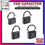 AA MALL [CBB61] Fan Capacitor 500VAC / Kapasitor Kipas (1.5uf /2.0uf /2.5uf /3.0uf) - 1unit