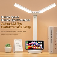 LED Desk Lamp, Eye-Caring Table Lamps,Dimmable Office Lamp with USB Charging Port,3 Lighting Modes with 7 Brightness Levels,Touch Control, White,Dual Heads,Table Light Designed for Office,Study