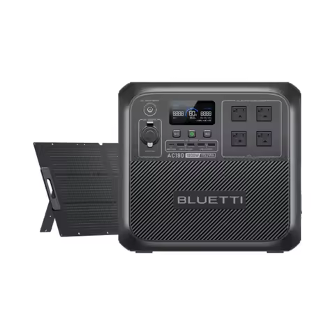 [US Plug]BLUETTI Solar Generator AC180 with 200W Solar Panel, 1152Wh/1800W Power Station, For Campin