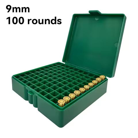 50/100 Rounds Tactical Bullet Box 9mm .223 .38 Pistol Ammo Carry Storage Box Flip-Top Hard Bullets C