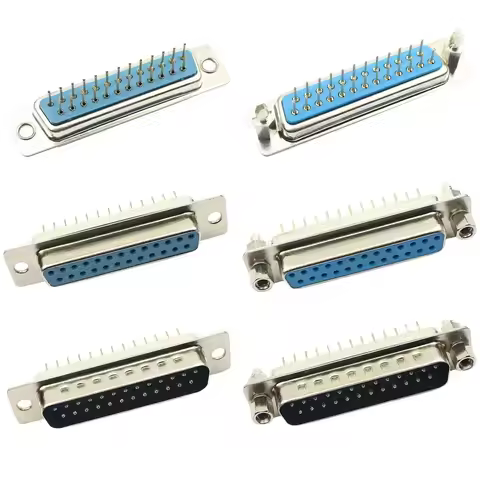 10pcs D-SUB 25 Pin Round DIP PCB Straight Connector 25P Male Female Set Screw Mounting Plug Socket A