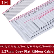 1M Pitch 1.27mm Grey Flat Ribbon Data Cable 8/10/20/40/50/64Pin 28AWG Flexible DIY Electronic Wire f