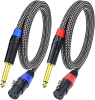 Ihurllu Unbalanced 1/4" TS Mono to XLR Female Microphone Cable, 15Feet 6.35mm Quarter inch to XLR Au
