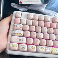 【Keycap Only】Bread Little Bear Keycap 140 Keys MOG Profile Round Cute PBT Sublimation For Cherry MX 