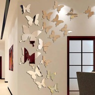 Set 12pcs Butterfly 3D  Mirror Wall Stickers Wall Decor/butterflies Cermin Sticker Hiasan Dinding