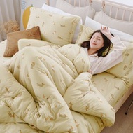 輕柔針織全鋪棉5尺雙人床包枕套+雙人6x7尺棉花糖捲捲被四件組