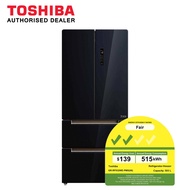 (Bulky) Toshiba 503L French Door Fridge Black Glass GRRF532WEPGX