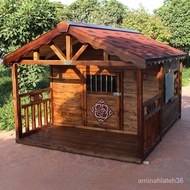 HY/🥭Aogo Dog House Outdoor Dog Villa Pet Wooden House Medium Large Dog Dog House Solid Wood Rainproof and Sun Protection