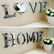 Letters Love Home Furniture Mirror Tiles Wall Sticker Self-Adhesive Art Decors