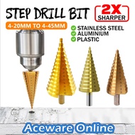 Step Drill Bit Mata Drill Besi Tebuk Lubang Hole Drill Bit Cone Drill Hex Shank Hole Cutter Titanium