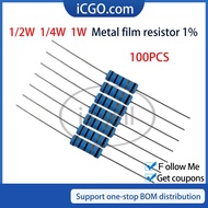 100Pcs Metal film resistor 1% 1/4W 1/2W 1W 2R 2.2R 2.4R 2.7R 3R 3.3R 3.6R 3.9R Ohm