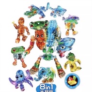 AI Foreign Mountain Sea Transparent Building Blocks Blind Box Childrens Educational Toys Assembly De