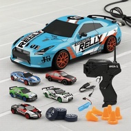 2.4G 1:24 RC Drift Car for Boys 6+, 4WD with LED Lights, 6 Cones & Swappable Race Tires Kereta RC Dr
