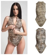 Skims Skims SIGANTURE SWIM BIKINI TOP Sexy Zipper TOP Leopard Print Jumpsuit