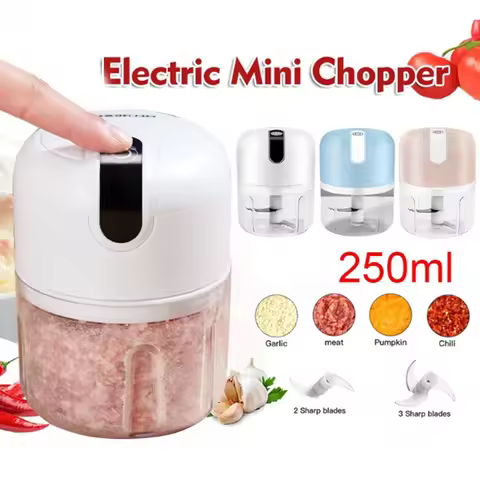 Portable Meat Grinder Mini Electric Garlic Chopper USB Rechargeable 250ML Mini Food Chopper Herb Veg