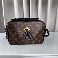 LV Saintonge老花拼黑色牛皮流蘇相機包
