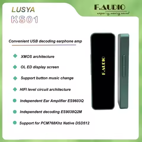 LUSYA F. AUDIO KS01 ES9603Q USB Decoding Headphone Amplifier OLED Display XMOS ES9038Q2M HiFi DAC PC