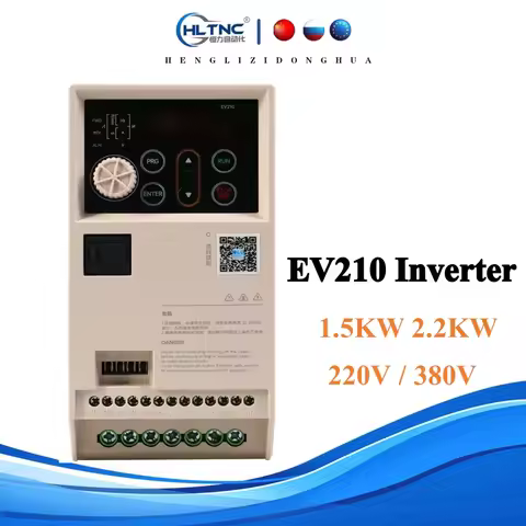 HLTNC 1.5KW 2.2KW EV210 Inverter Single-phase 220V Three-phase 380V AC Motor Frequency Converter Inp