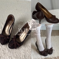 WILBEU Juliette Pumps Classic Vintage Bow Heels - QCCC Classic Bow Heels 8cm Lady High Heels