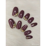 Fake nails nude color 02 oval free glue