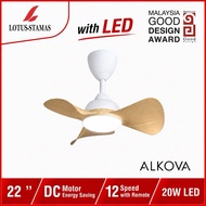 ALPHA ALKOVA 22" REMOTE CONTROL DC MOTOR CEILING FAN - MILI-3B LED 22"