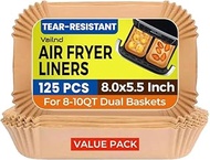125Pcs Air Fryer Liners Disposable for Dual Basket, 8x5.5 Inch Rectangle Parchment Paper for Ninja D