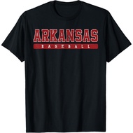 Arkansas Baseball Red Vintage Text T-Shirt