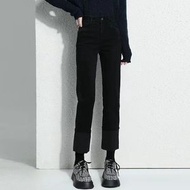 KF - 直筒牛仔褲九分褲牛仔煙管彈力褲【黑色】【26-32碼】(下單後請聯絡客服確認發貨尺碼)#K011012042