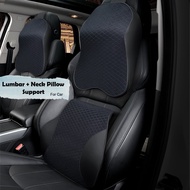 (SG) LionShield Car Seat Memory Foam Lumbar + Neck Cushion Pillow Back Rest Set
