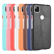 Google Pixel 4A Casing Fashion Crocodile Pattern Hard PC PU Leather Back Cover Pixel4A Hard Plastic Case Phone Cover