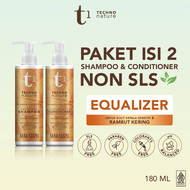 PAKET ISI 2 Makarizo T1 Techno Nature Equalizer Shampoo & Conditioner 180 mL - Shampo Conditioner No