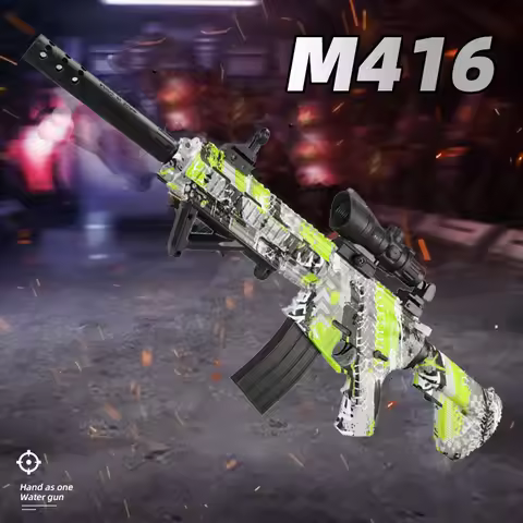 M416Toy Gun 7.4V High-speed Burst M416 Gel Ball With Orange Plug And Double Magazine For Outdoor Int