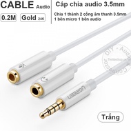 3.5mm audio splitter cable 1 male to 2 female ends 1 side Microphone 1 side Audio 20Cm gold 4N OFC U