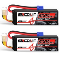 Socokin 6S Lipo Battery 22.2V 120C 6000mAh RC Battery Soft Case with EC5 Connector Plug, Lipo Batter