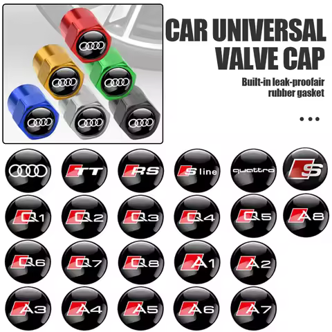 4Pcs Car Tire Valve Cap Aluminum Tyre Wheel Air Stem Valve Cover for SLINE RS S TT QUATTRO A2 A3 A4