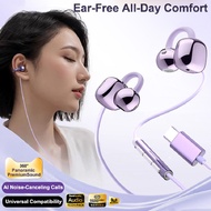 [Ready Stock] 2026 New Style Type-C/3.5 mm Wired Ear Clip-On Earphone Bone Conduction Style Not In-E