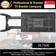 TV Monitor Swivel Wall Mount/Universal Full Motion Bracket 90/180 degree Turning/KLC-DL750E (Fits For 40" to 65")/Black