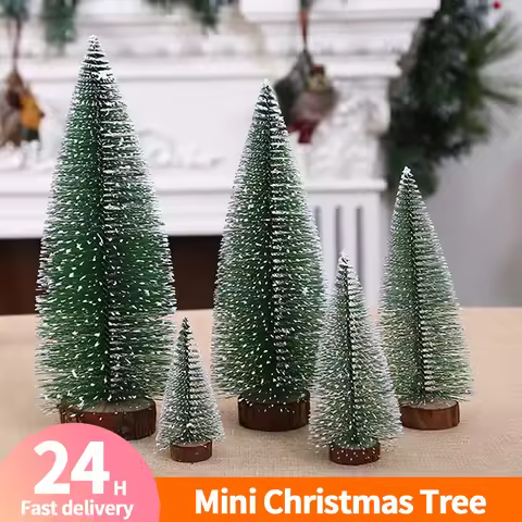 Miniature Pine Trees with Wooden Base Bottle Brush Trees Reusable Small Artificial Trees for Xmas Ho