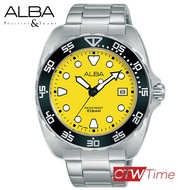 ALBA Sportive นาฬิกาข้อมือผู้ชาย สายสแตนเลส รุ่น AS9M95X1 / AS9M95X (สีเงิน / หน้าปัดเหลือง)