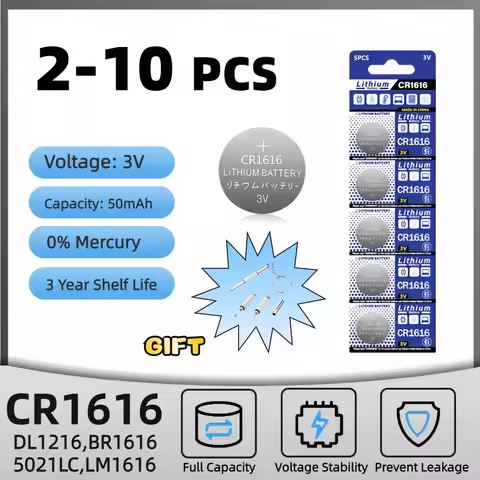 Large Capacity 3V 55mAh CR1616 Coin Cells Batteries CR 1616 DL1616 BR1616 5021LC LM1616 Lithium Batt