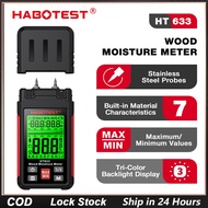 HABOTEST📢HT633 Wood Moisture Meter Pin Type Digital Moisture Detector Ambient Temperature Humidity L