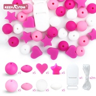 【Must-Have Accessories】 42pcs/set Star Heart Silicone Beads 12mm Beads Lentil Beads Mix Bpa Free Diy