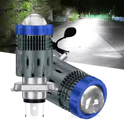 1PC H4 BA20D Motor Headlight Bulb with Lens Motorcycles Aluminum Bulb High Brightness H6 Hi Lo Beam 