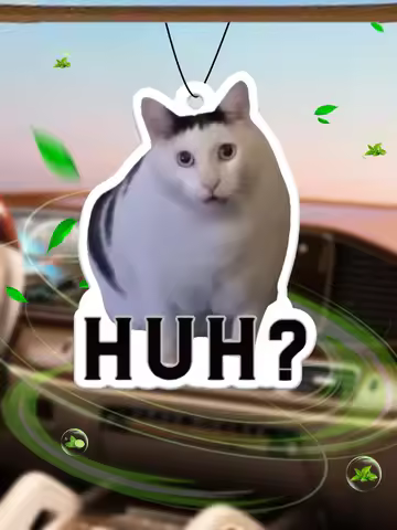 Huh? Cute White Cat Emoji Car Air Freshener, Wardrobe Air Freshener, Perfume, Rearview Mirror Decora