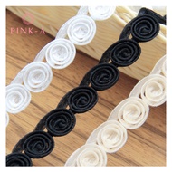(Set 2.2m) Rose string with 3D shimmer chiffon for collars, wrists, shirt/dress hems... fashion acce